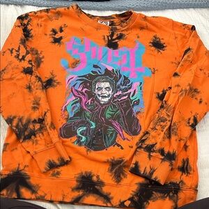 Ost Orange and Black Graphic Crewneck Sweater